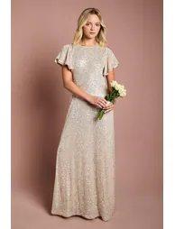 Teen Coast Sequin Angel Sleeve Dress