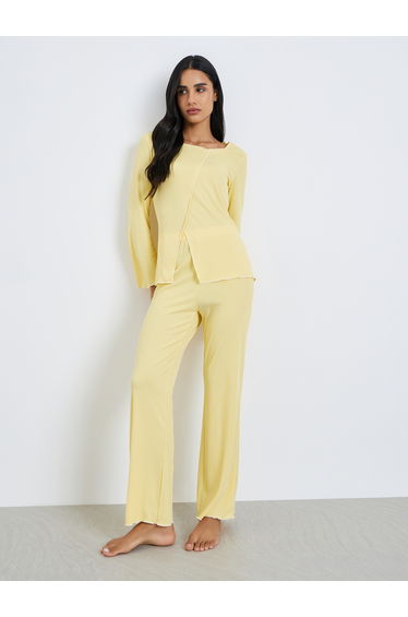 Rib Overlock Seam Top and Pyjama Set