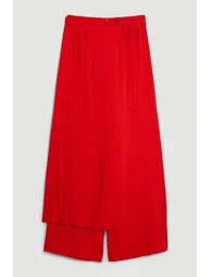 Soft Tailored Detachable Pleated Wrap Skirt Straight Trouser - 3