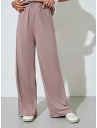 Solid Back Tie Strap Top and Wide Leg Pants Co-Ords - 3