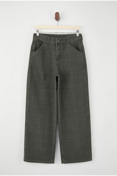Multi-Colored Plaid Pattern High Waist Baggy Jeans
