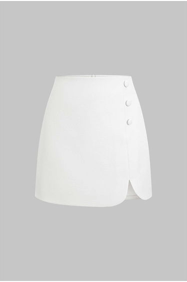 High Waist Button Skirt