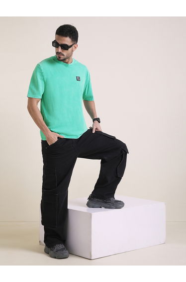 Men Oversized Acid Wash Printed T-Shirt