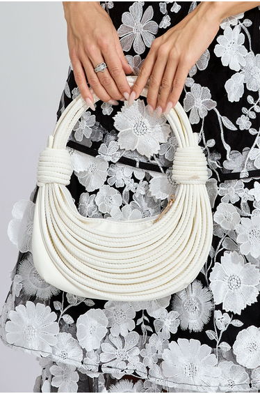 Rosa White PU Knotted Bag