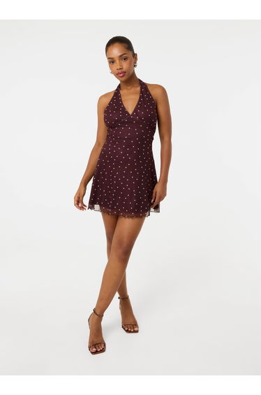 Polka Dot Halter Mini Dress