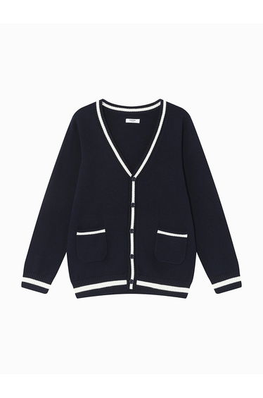 Unisex Contrast Colored Knitted Cardigan