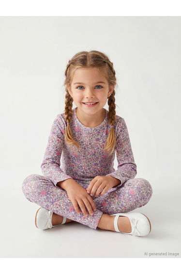 Girls' Crew Neck Floral T-Shirt