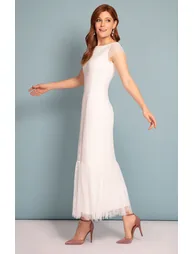 White Floral Mermaid Midaxi Bridal Dress - 1