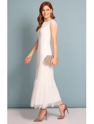 White Floral Mermaid Midaxi Bridal Dress - 4