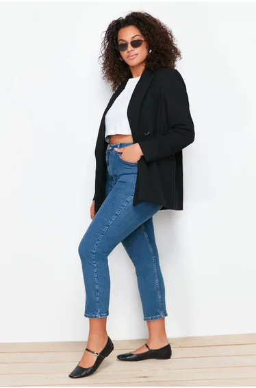 Blue Short Length Stretchy Skinny Denim Jeans