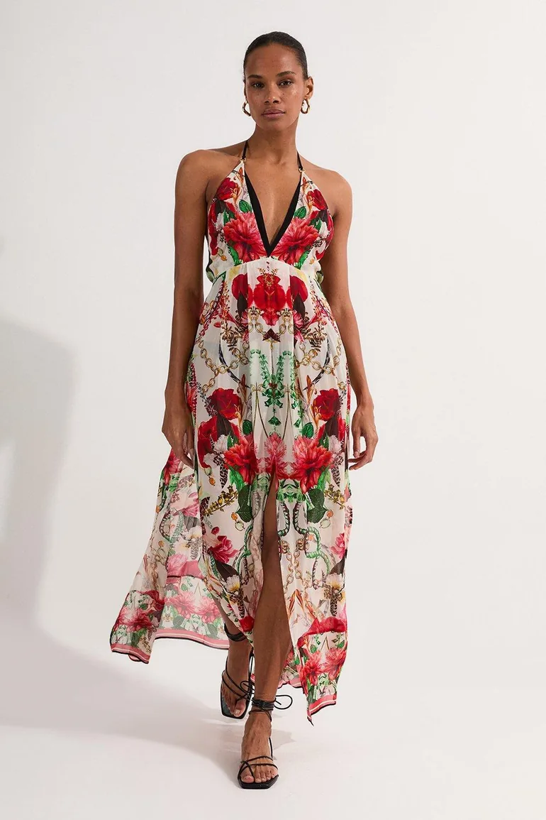 viscose maxi dress summer Vivid Eden Women's Green Floral Print Viscose Long Dress,Summer Boho Beach Holiday Vacation Outfits,Minimalist Tropical Cruise Island Brunch Clothes