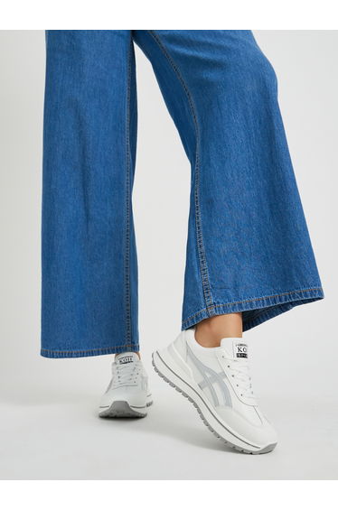 Round Toe Lace-Up Chunky Sneakers with Back Pull Tab