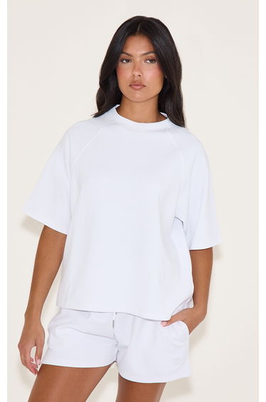White Embroidered Interlock Boxy Tee