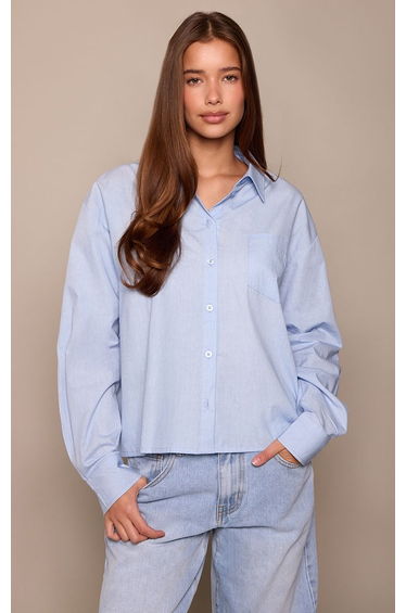 Light Blue Cotton Boxy Shirt
