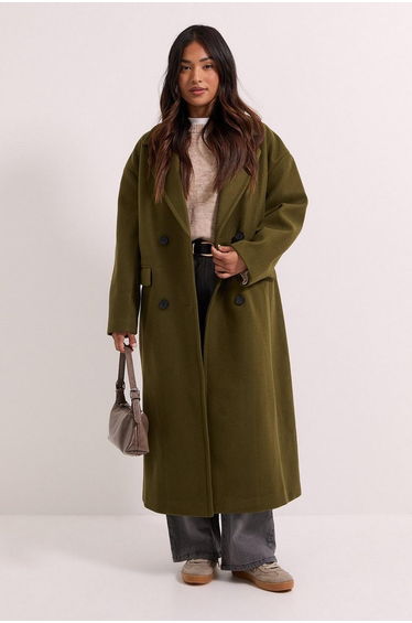 Petite Relaxed Buttoned Midi Coat