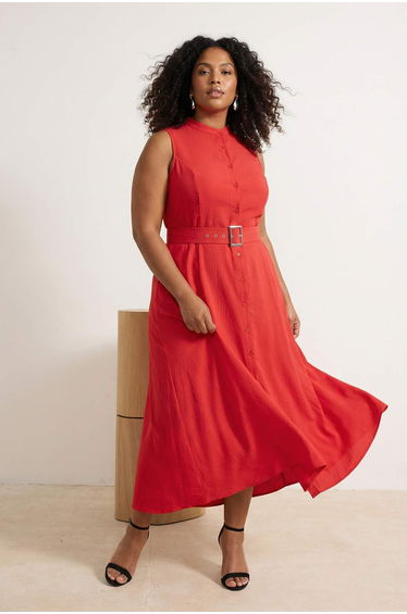 Red Aerobin Woven Plus Size Dress