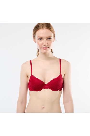 Lace Balconette Bra RED