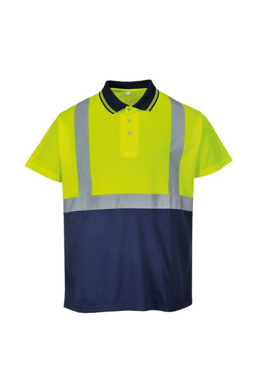 Portwest Mens Short Sleeve Two-Tone Hi-Vis Polo Shirt - Yellow/Navy