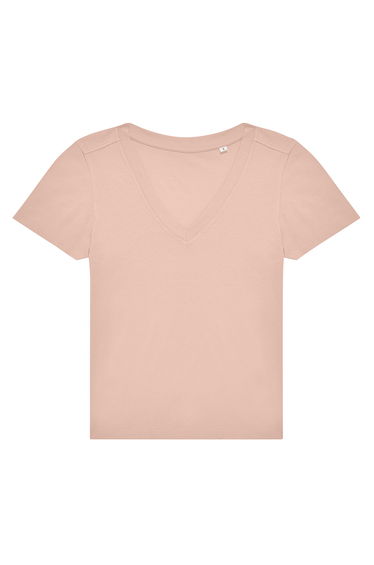 B&C Womens/Ladies Plain V Neck T-Shirt - Soft Rose