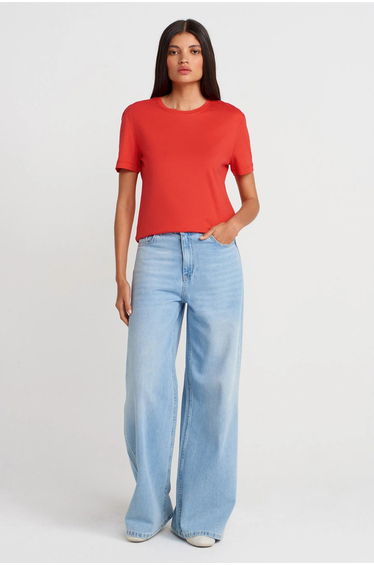 Dilvin Women's Cotton Modal Crew Neck T-Shirt