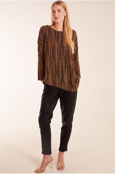 Asymmetric Batwing Lurex Top