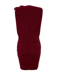Red Ruched Bodycon Mini Dress - 6