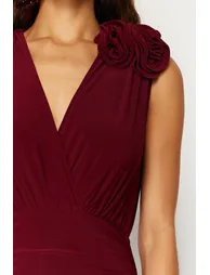 Red Ruched Bodycon Mini Dress - 3