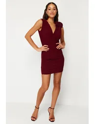 Red Ruched Bodycon Mini Dress