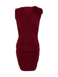 Red Ruched Bodycon Mini Dress - 7