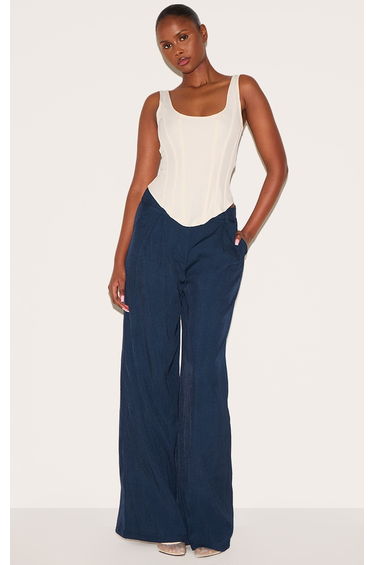 Cream Boned Dip Hem Longline Corset