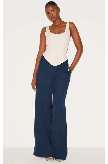 Cream Boned Dip Hem Longline Corset