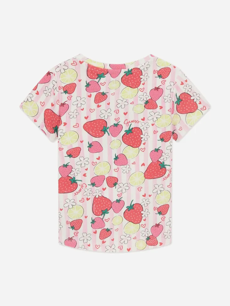 Guess Girls Strawberry Logo T-Shirt in Pink - 1