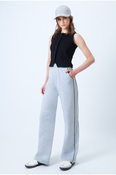 Women's grimelange wide leg trousers with piping detail and elastic waist