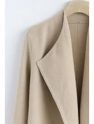 Classy Open Front Knit Cardigan in Light Tan - 11