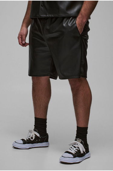 Plus Pleated PU Basketball Shorts