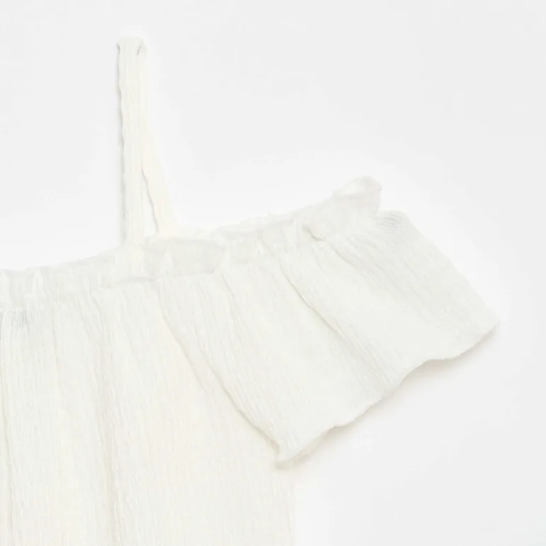 Smocked top with thin straps WHITE - 1