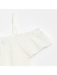 Smocked top with thin straps WHITE - 1