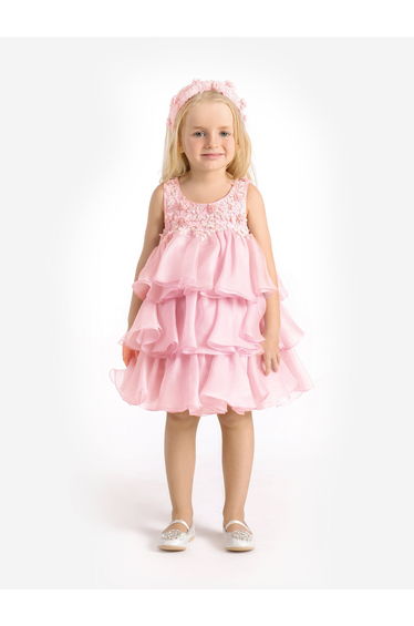 Maison Ava Girls Lumi Dress in Pink