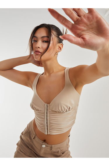 Eyelet Detail Corset Crop Top