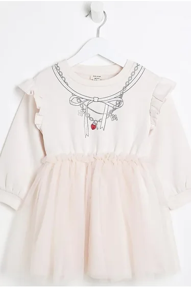 Mini Girls Pink Tutu Necklace Dress