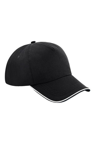 Beechfield Authentic 5-Panel Cap - Black/White
