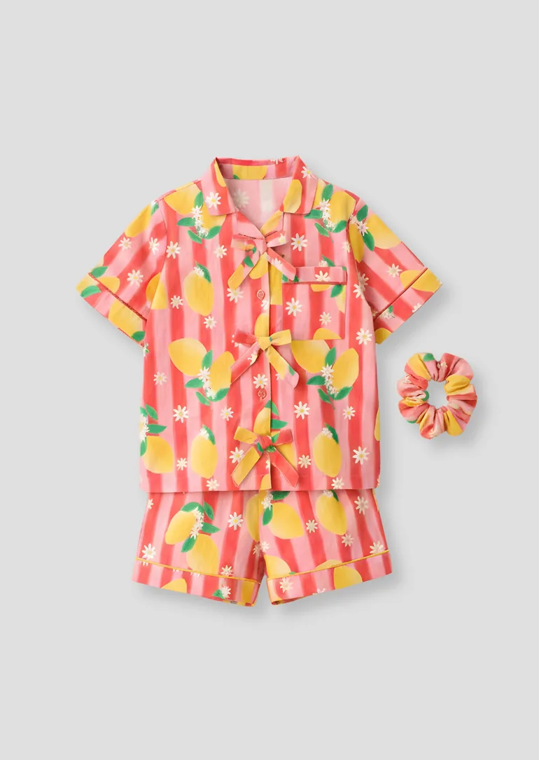 Capri Multi Lemon Print Shirt & Short PJs - 1