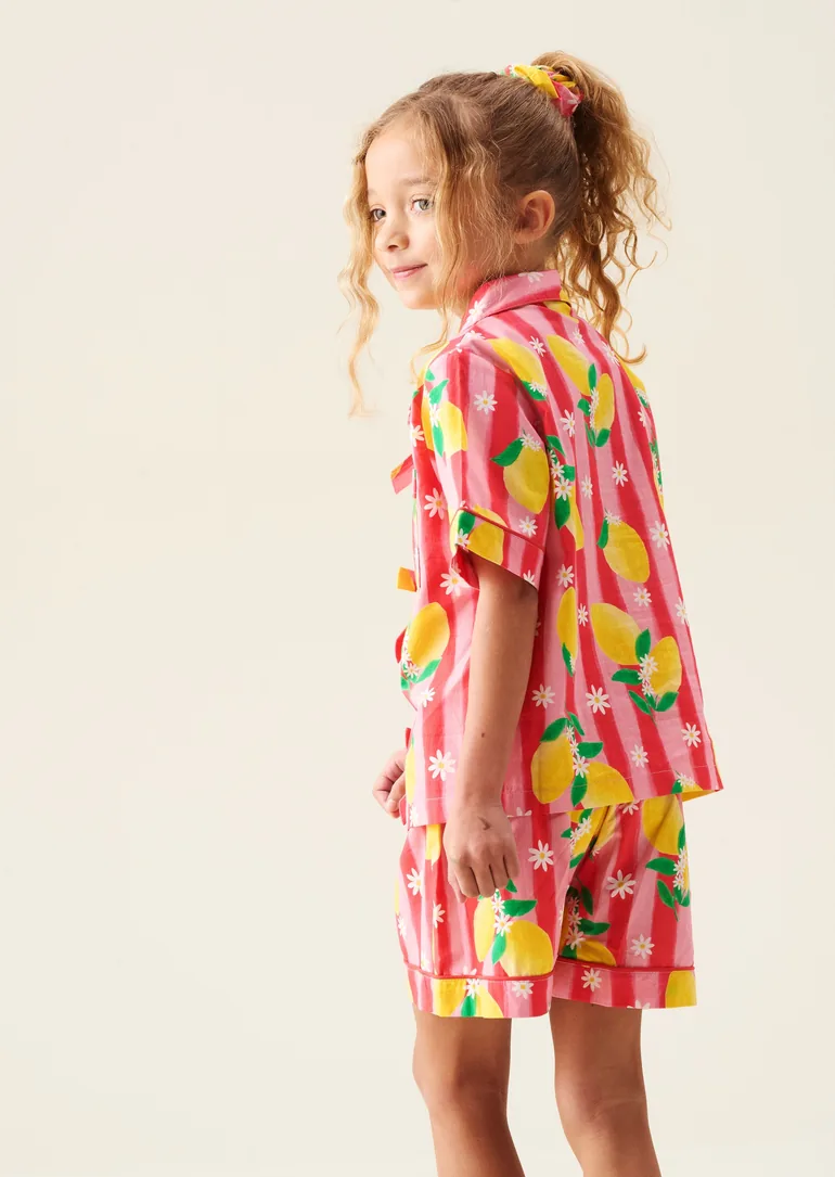 Capri Multi Lemon Print Shirt & Short PJs - 4