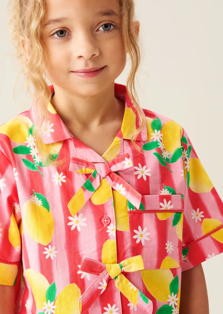 Capri Multi Lemon Print Shirt & Short PJs - 5