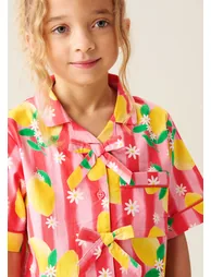 Capri Multi Lemon Print Shirt & Short PJs - 5