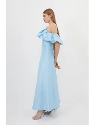 Blue A-Line Maxi Dress with Ruffles - 2