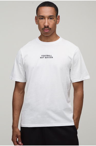 Regular Football Not Soccer Print T-Shirt - white