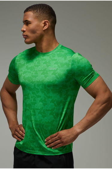 Man Active Regular Fit Geo Camo T-Shirt - citrus green