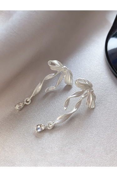 Textured Bow Drop Earrings