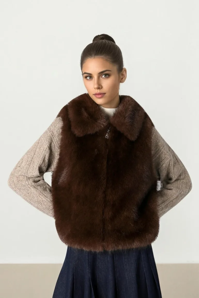Brown Fur Vest - 1